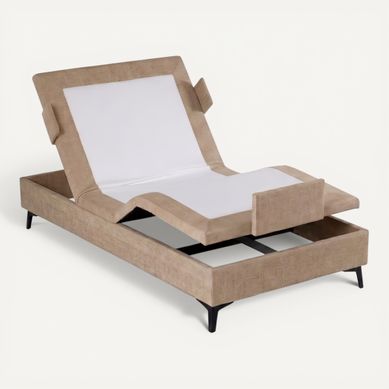 Sommier relax électrique beige NUIT FAUBOURG PLENITUDE 80x190 cm vue 3/4