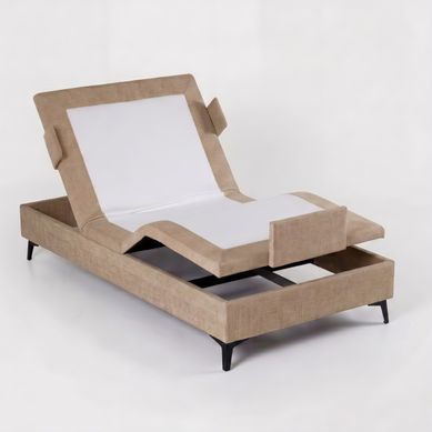 Sommier relax électrique beige NUIT FAUBOURG PLENITUDE 80x200 cm vue 3/4