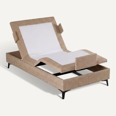 Sommier relax électrique beige NUIT FAUBOURG PLENITUDE 100x200 cm vue 3/4