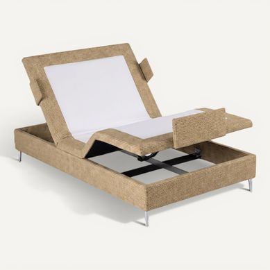 Sommier relax électrique sable NUIT FAUBOURG PLENITUDE 80x190 cm vue 3/4