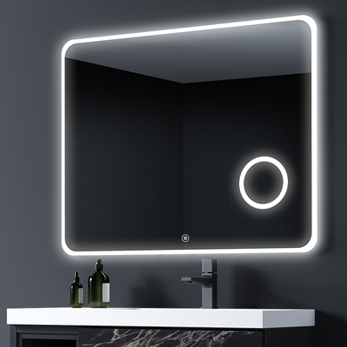 Miroir Éclairage LED Salle De Bain Loutro Avec Interrupteur Tactile, Anti-buée Et Loupe - 120x80cm