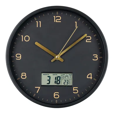 Horloge De Parete Amiens Noir Avec Display Digitale D.25 Cm