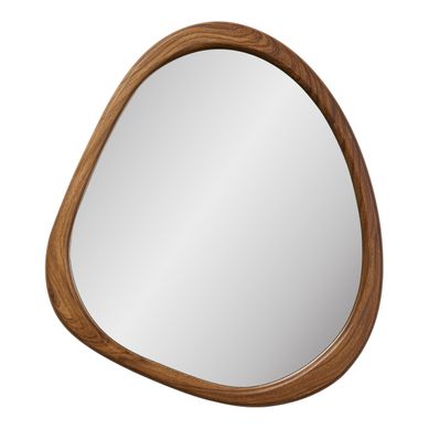 Miroir Mural Luxon En Mdf Effet Bois, Forme Organique 44x48 Cm