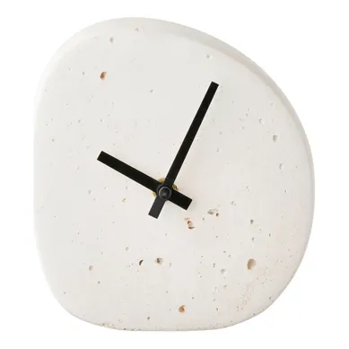 Horloge De Table Linz En Ciment Blanc Forme Organique 14x15 Cm