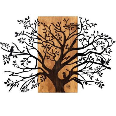 Décoration Murale En Métal Et Bois Arbre Modèle 6