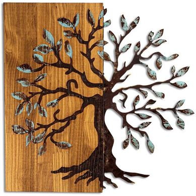 Décoration Murale En Métal Et Bois Arbre Modèle 5