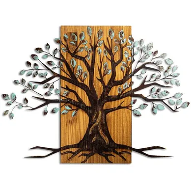 Décoration Murale En Métal Et Bois Arbre