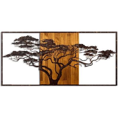 Décoration Murale En Métal Et Bois Arbre Acacia 147 X 70 Cm