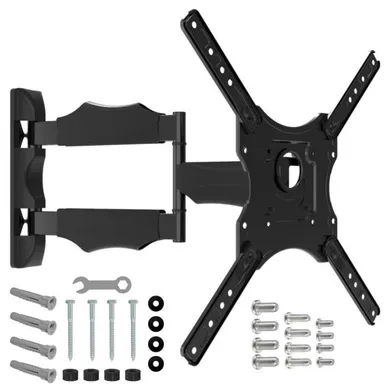 Support TV Mural Inclinable Et Pivotant 32-55" Vesa 90° 45 Kg Noir