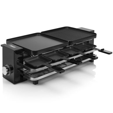 Appareil à Raclette 8 Personnes 1500W - Machine Sans Fumée Avec 8 Poêlons Antiadhésifs Et Spatules