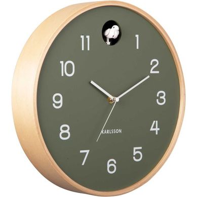 Horloge En Bois De Bouleau Natural Cuckoo Vert Jungle