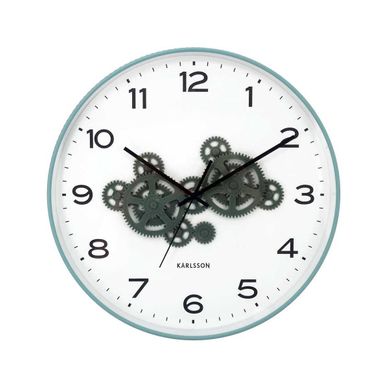 Horloge Murale Ronde Open Gear Bleu Et Vert Jungle