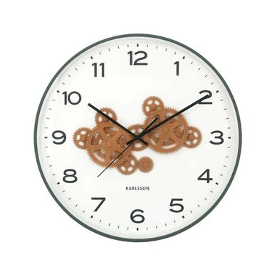 Horloge Murale Ronde Open Gear Vert Jungle Et Jaune Ocre