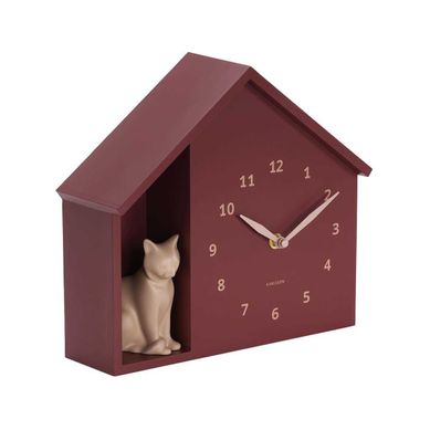 Horloge À Poser Siting Cat Rouge Bordeaux