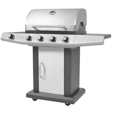 Barbecue à Gaz VidaXL 4+1 Brûleurs - Noir Et Argenté Pour Jardin