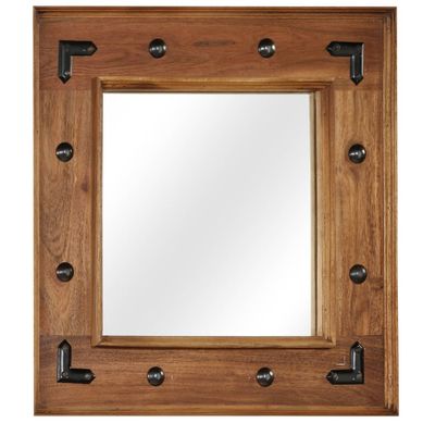 Miroir Bois D'acacia Massif 50 X 50 Cm