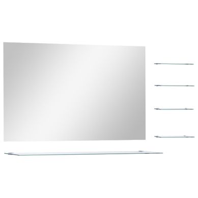Miroir Mural Avec 5 étagères Argenté 100 X 60 Cm