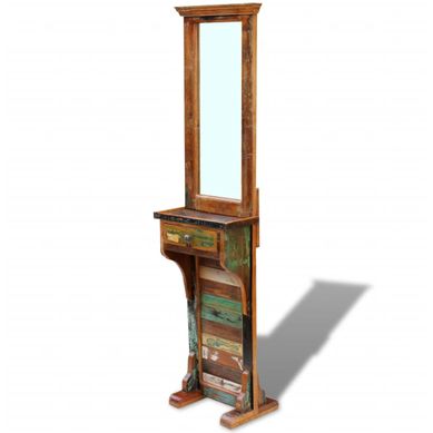 Miroir De Couloir Bois De Récupération Massif 47x23x180 Cm