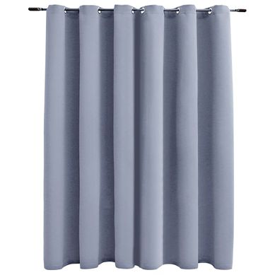 Rideau Occultant Avec Anneaux En Métal Gris 290x245 Cm