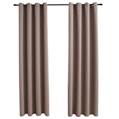 Rideaux Occultants Avec Anneaux En Métal 2 Pièces Taupe 140x175 Cm