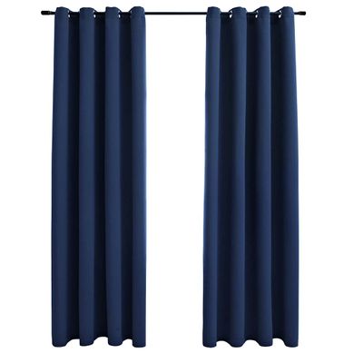 Rideaux Occultants Avec Anneaux En Métal 2 Pièces Bleu 140x175 Cm