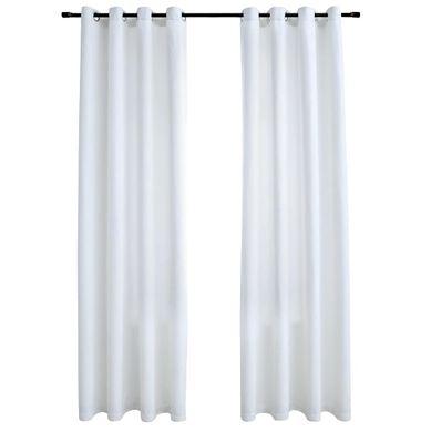 Rideau Occultant Et Anneaux En Métal 2pcs Blanc Cassé 140x175cm