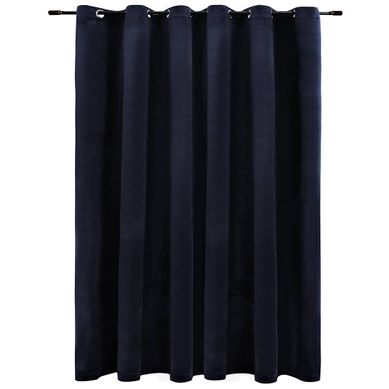 Rideau Occultant Avec Anneaux En Métal Velours Noir 290x245 Cm