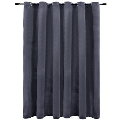 Rideau Occultant Et Anneaux Métal Velours Anthracite 290x245 Cm