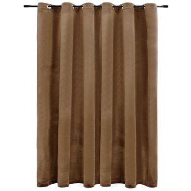 Rideau Occultant Avec Anneaux En Métal Velours Beige 290x245 Cm