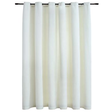 Rideau Occultant Avec Anneaux En Métal Velours Crème 290x245 Cm