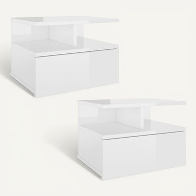 YUM - Table de chevet Blanc brillant 50x36x60 cm Bois d’ingénierie--VBE7807122640823 YUM - Table de chevet Blanc brillant 50x36x60 cm Bois d’ingénierie--VBE7807122640823
