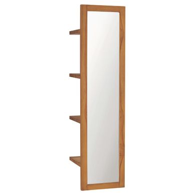 Miroir Mural Avec étagères 30x30x120 Cm Bois De Teck Massif