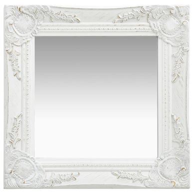 Miroir Mural Style Baroque 40x40 Cm Blanc