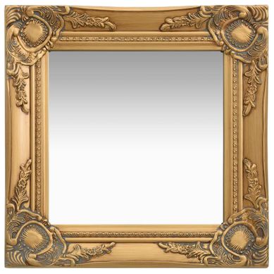 Miroir Mural Style Baroque 40x40 Cm Doré