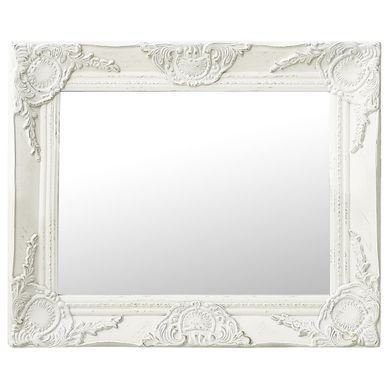 Miroir Mural Style Baroque 50x40 Cm Blanc Miroir Mural Style Baroque 50x40 Cm Blanc