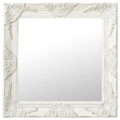 Miroir Mural Style Baroque 50x50 Cm Blanc