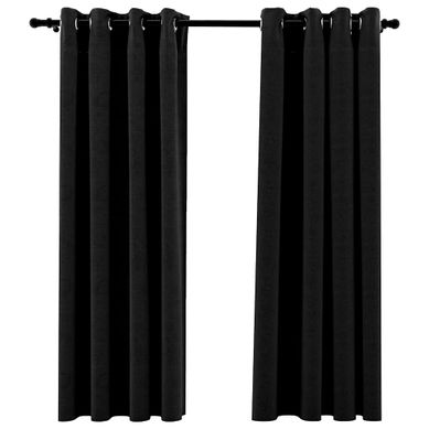 Rideaux Occultants Aspect De Lin 2 Pièces Anthracite 140x175 Cm