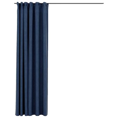 Rideau Occultant D'aspect De Lin Avec Crochets Bleu 290x245 Cm