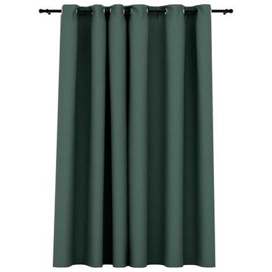 Rideau Occultant Aspect De Lin Avec Oeillets Vert 290x245 Cm
