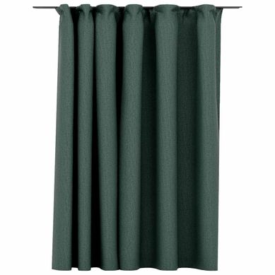 Rideau Occultant D'aspect De Lin Avec Crochets Vert 290x245 Cm