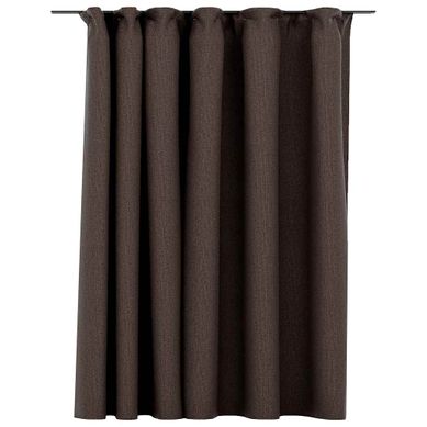Rideau Occultant D'aspect De Lin Avec Crochets Taupe 290x245 Cm