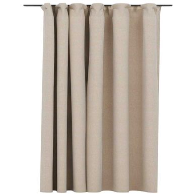 Rideau Occultant D'aspect De Lin Avec Crochets Beige 290x245 Cm