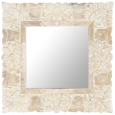 Miroir Blanc 50x50 Cm Bois De Manguier Massif Miroir Blanc 50x50 Cm Bois De Manguier Massif