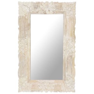 Miroir Blanc 80x50 Cm Bois De Manguier Massif