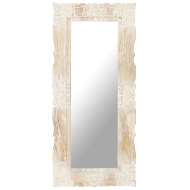Miroir Blanc 110x50 Cm Bois De Manguier Massif