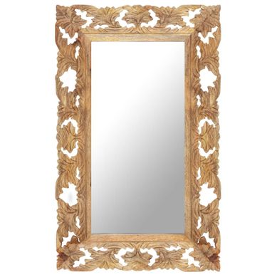 Miroir Sculpté À La Main Marron 80x50cm Bois De Manguier Massif Design Attrayant