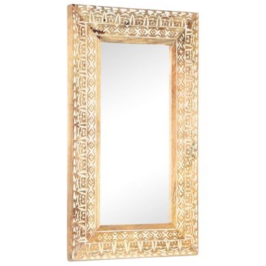 Miroir Sculpté À La Main 80x50x2,6 Cm Bois De Manguier Solide