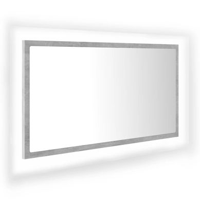 Miroir À LED De Salle De Bain Gris Béton 80x8,5x37 Cm Acrylique