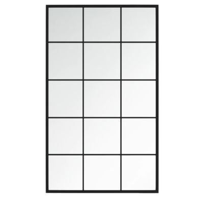 Miroir Mural 100x60 Cm Métal Noir Cadre Fixation