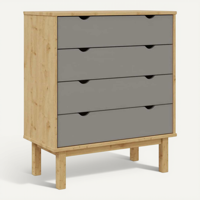 FHE - Commode Noir 75x35x70 cm Bois de pin massif recyclé - YOSOO